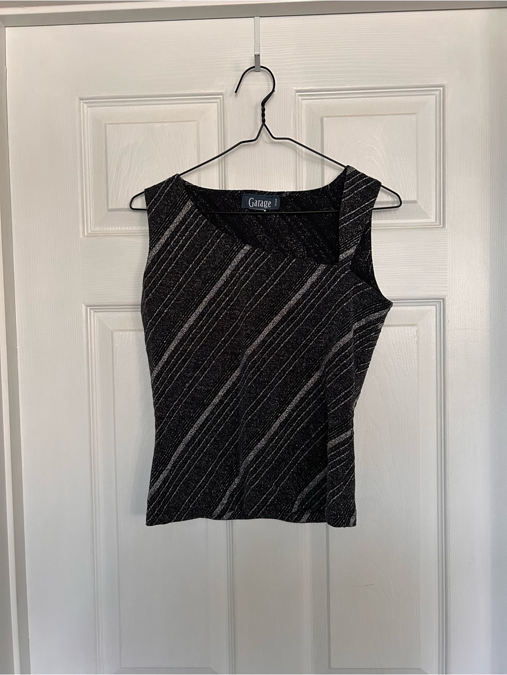 Vintage Garage Black & Silver Stripe Sleeveless Top